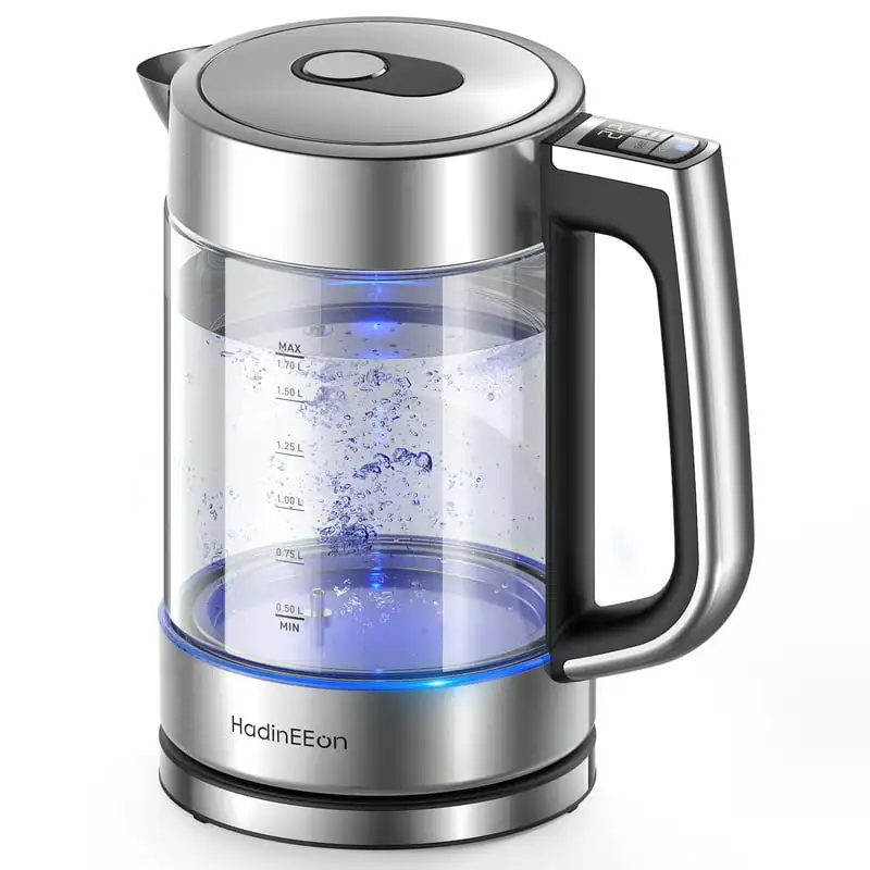 

Kettle, Variable Temperature Tea Kettle, 1500W Fast Boil Glass Water Kettle w/1Hrs Keep Warm Function, Boil-Dry Protection