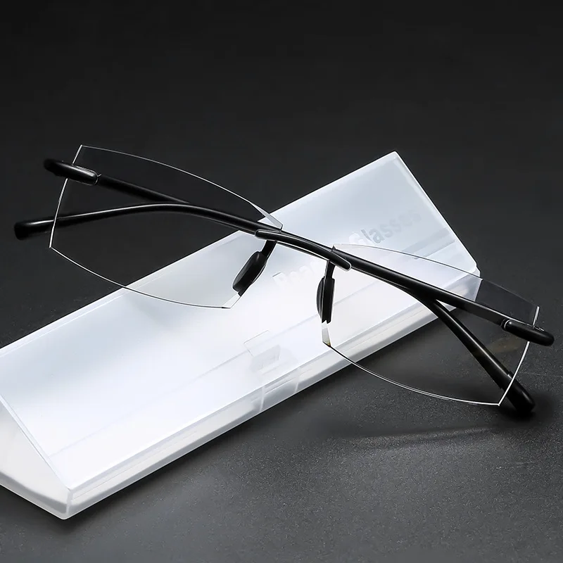 

Rimless Glasses Cut Edge Reading Glasses Men Presbyopia HD Eyeglass Lense women Blue Light Blocking Glasses With Eyewear Case