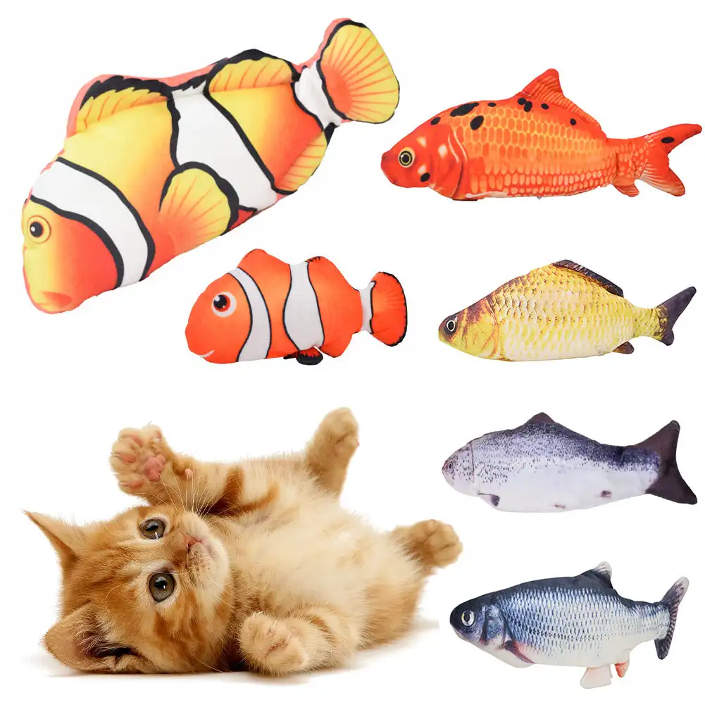 

Cat USB Charger Toy Fish Interactive Electric Floppy Fish Cat Toy Realistic Pet Cats Chew Bite Toys Pet Supplies