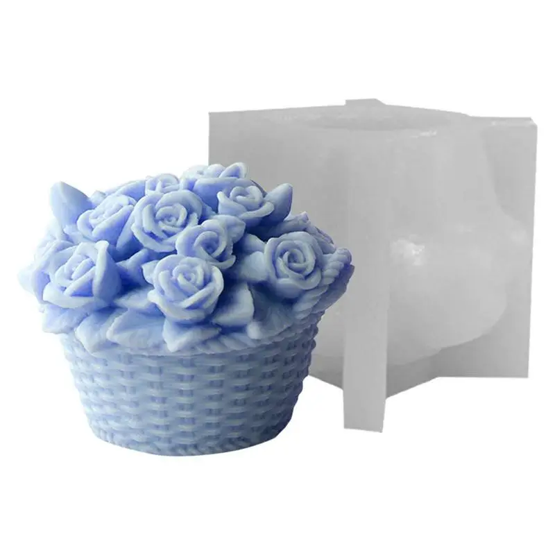 

3D Flower Basket Mold Flower Basket Shape Flower Silicone Molds DIY Fondant Sugar Soap Candle Mould For Wedding Valentine Cake