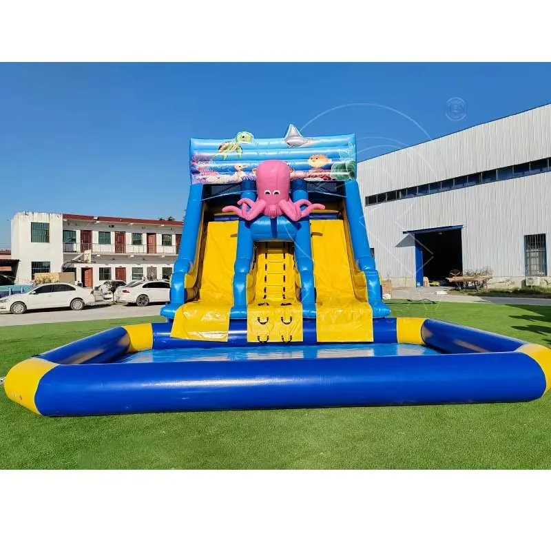 Популярные надувные водные горки Octopus Aqua Park с отсоединяемым бассейном, красочные надувные батуты-горки для водных развлечений (art.: 3920daa437cc3) - 3920daa437cc3