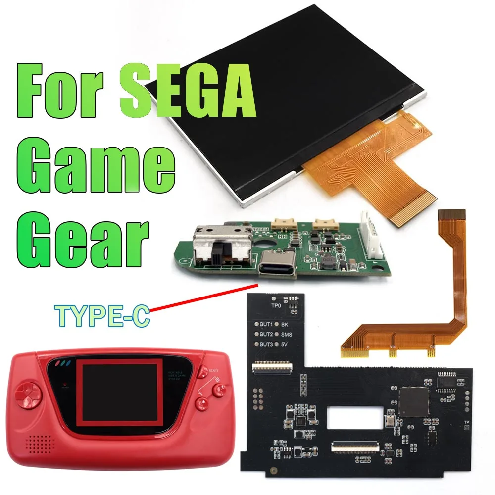 Фото Перезаряжаемый комплект с IPS-экраном и высокой яркостью HISPEEDIDO для SEGA Game Gear, 3.5'' 640*480, ретро-дисплей с пиксельным разрешением для консоли SEGA GG. №1