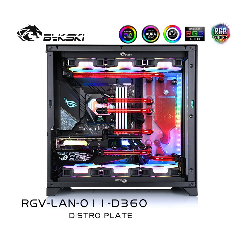 Акриловая панель BYKSKI Distro Plate (Waterway Board) для корпуса LIAN LI O11 Dynamic Combo, совместима с DDC-помпой RGV-LAN-O11-D360 (art.: 3920dbf001ec1) - 3920dbf001ec1