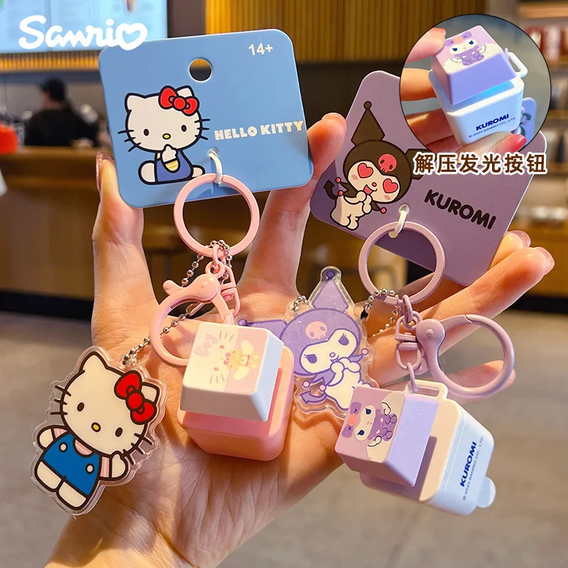 Фото Плюшевый брелок Sanrio: мультяшная кошка КТ, антистресс, светящаяся и звуковая игрушка, подвеска для сумки №1
