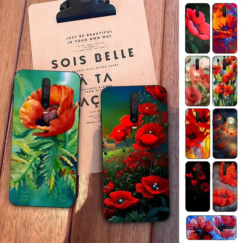 

Poppy Flower Phone Case For Redmi 5 6 7 8 9 10 plus pro 6 7 8 9 A GO K20 K30 K40 pro plus F3 Fundas