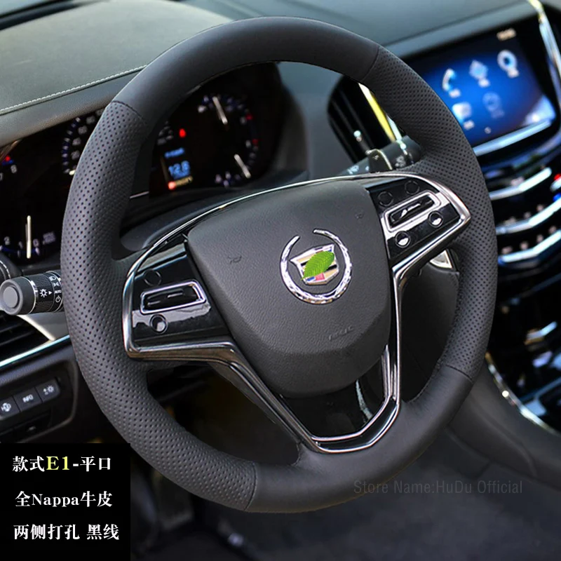 

For Cadillac XT4 ATSL ATS XLR EXT CT4 CT5 SRX XTS CT6 XT5 XT6 Black Alcantara Leather Steering Wheel On Wrap Cover Car Interior