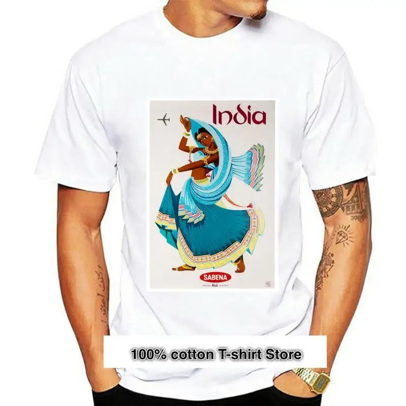 

Camiseta Vintage de viaje para hombre y mujer, camisa India Sabena, póster