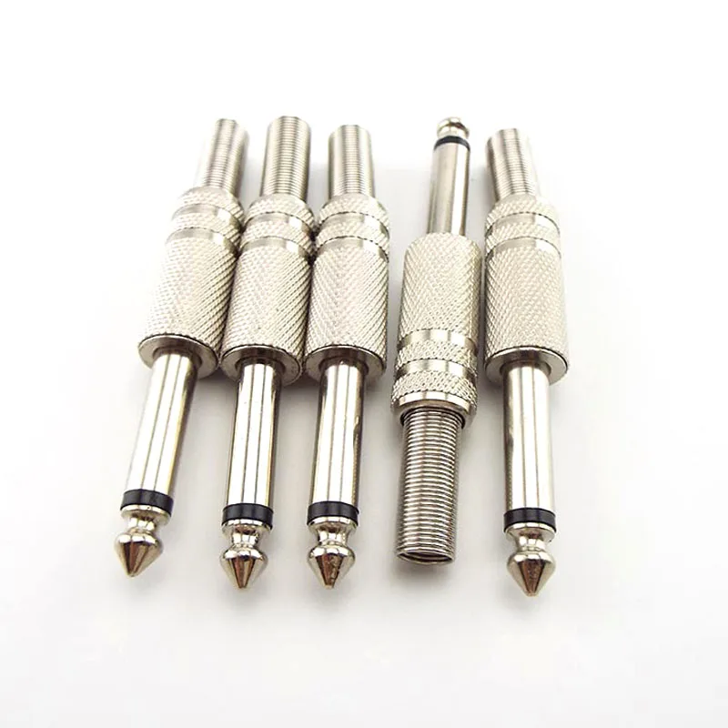 

2/5/10pcs 6.35mm Mono Amplifier Plug 1/4Inch Male Adapter Monaural Audio Cable Connector Microphone Jack plug-in Audio Connector