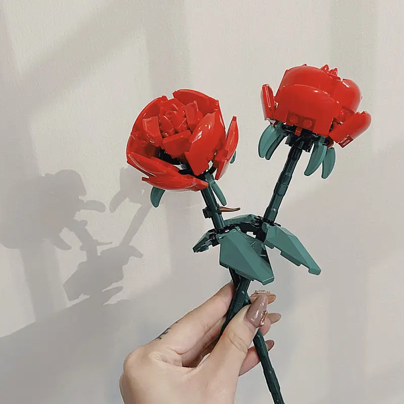 Toy Home Decoration Diy Plant Sunflower Rose Flower Construction Assembling Brick Children Gift