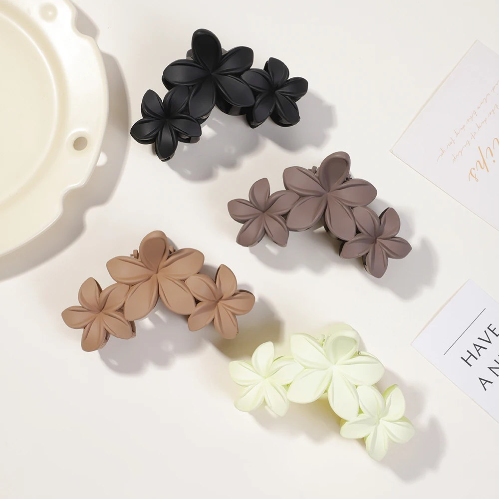 1 Шт. Коготь Для Волос С Цветочным Принтом Женщин Нескользящая Матовая Заколка