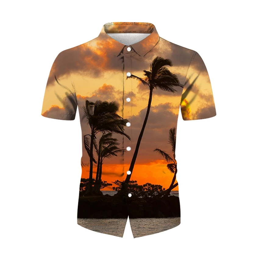 Рубашка мужская летняя с цифровым 3D-принтом, модная блуза с отложным воротником, с Hemden Herren размера плюс, топ с коротким рукавом, уличная одежда