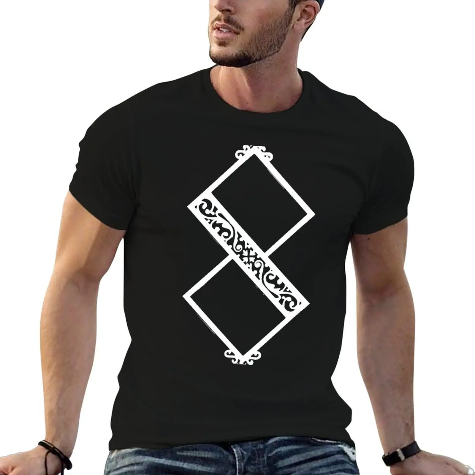 Фото Футболка Blasphemous 8 Shaped Symbol Culpa, мужская повседневная футболка в стиле аниме, оверсайз футболка с графическим принтом для мужчин №1