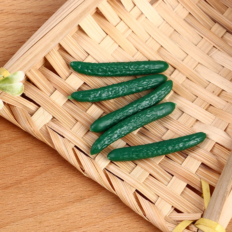 

5Pcs 1:12 Dollhouse Miniature Accessories Simulation Food Vegetables Gherkin Model For Doll House Decoration