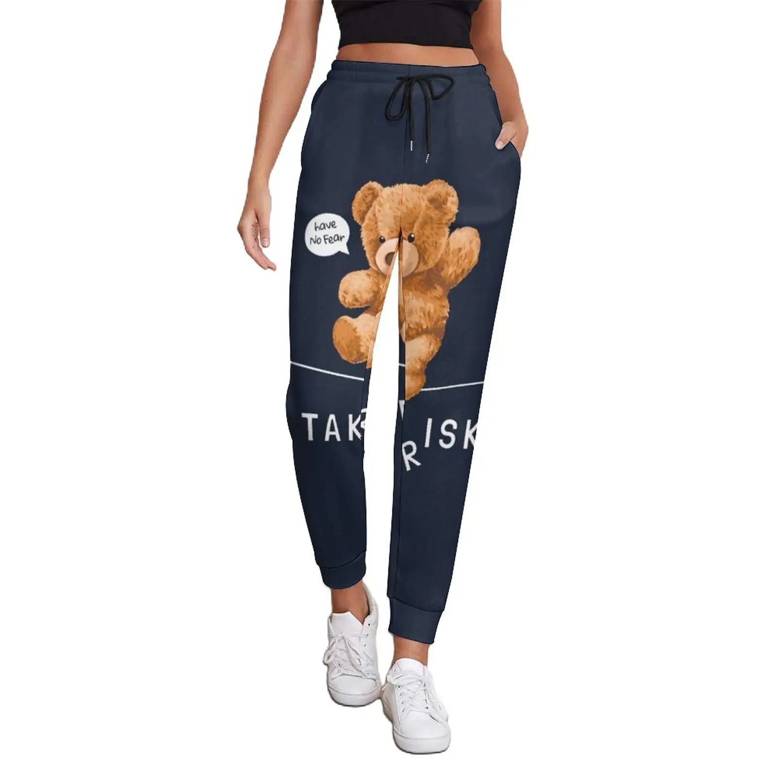 

Bear Toy Walking On String Pants Female Have No Fear Take Risk Street Fashion Sweatpants Kawaii Graphic Trousers Big Size 3XL