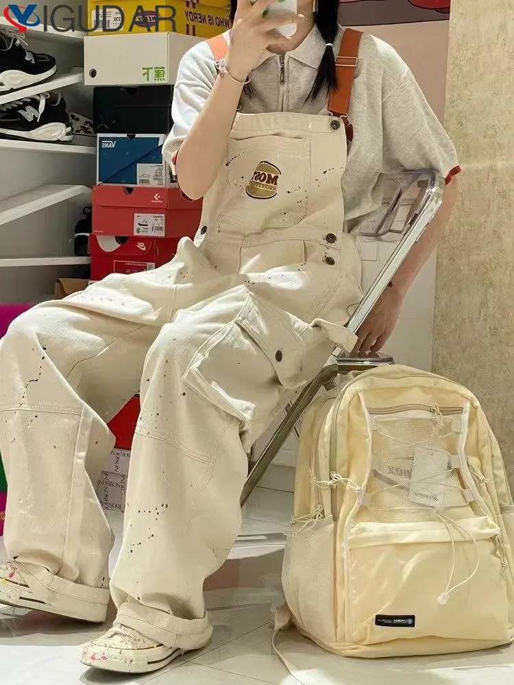 Casual Women Pockets Loose Suspender Denim Overall Trousers Jean Jumpsuits Women Overalls Jean Suspender Pants mon jeans