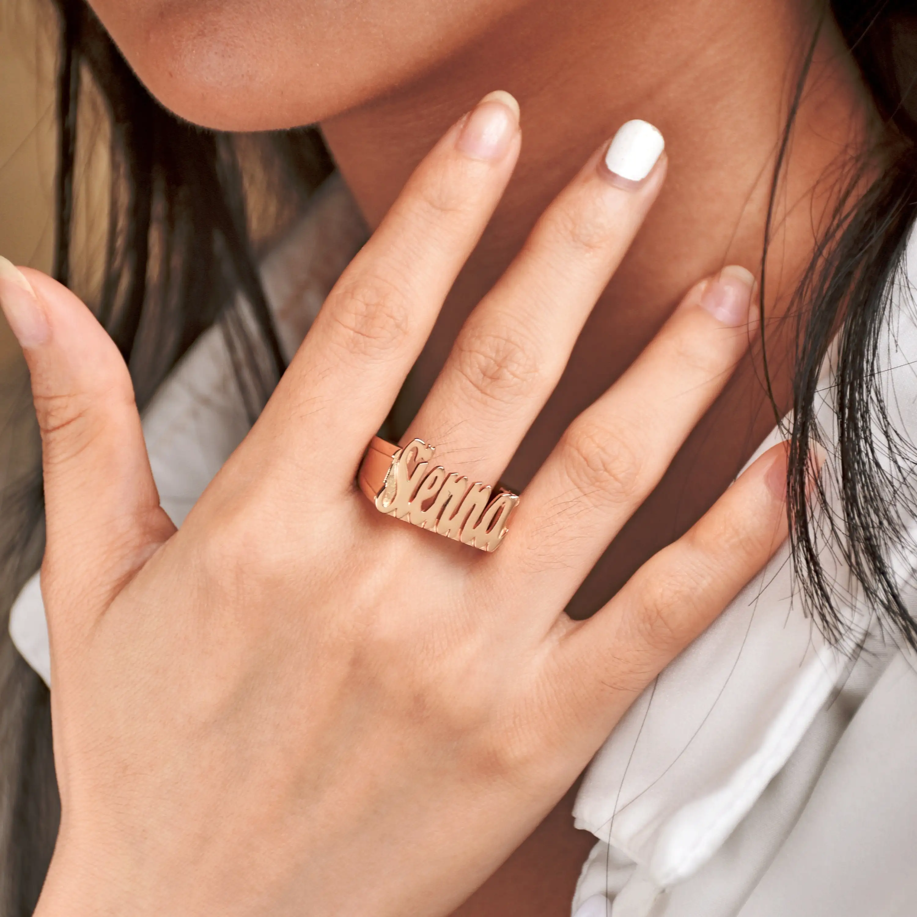 VishowCo 3D Customized Name Ring Gold Large  Stainless Steel Woman Rings For Ladies Jewelry Rings