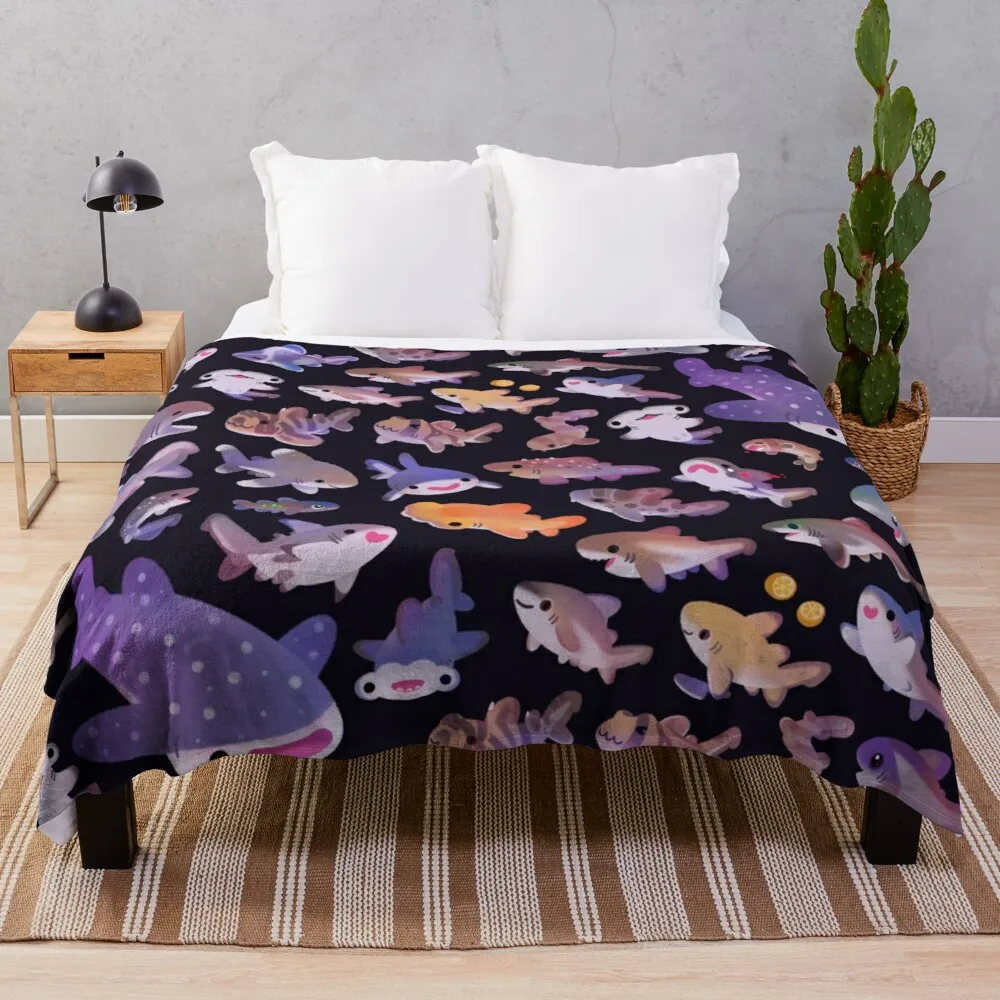 

Shark day 2 Throw Blanket giant sofa knit blanket cotton sofa throw dorm room essentials