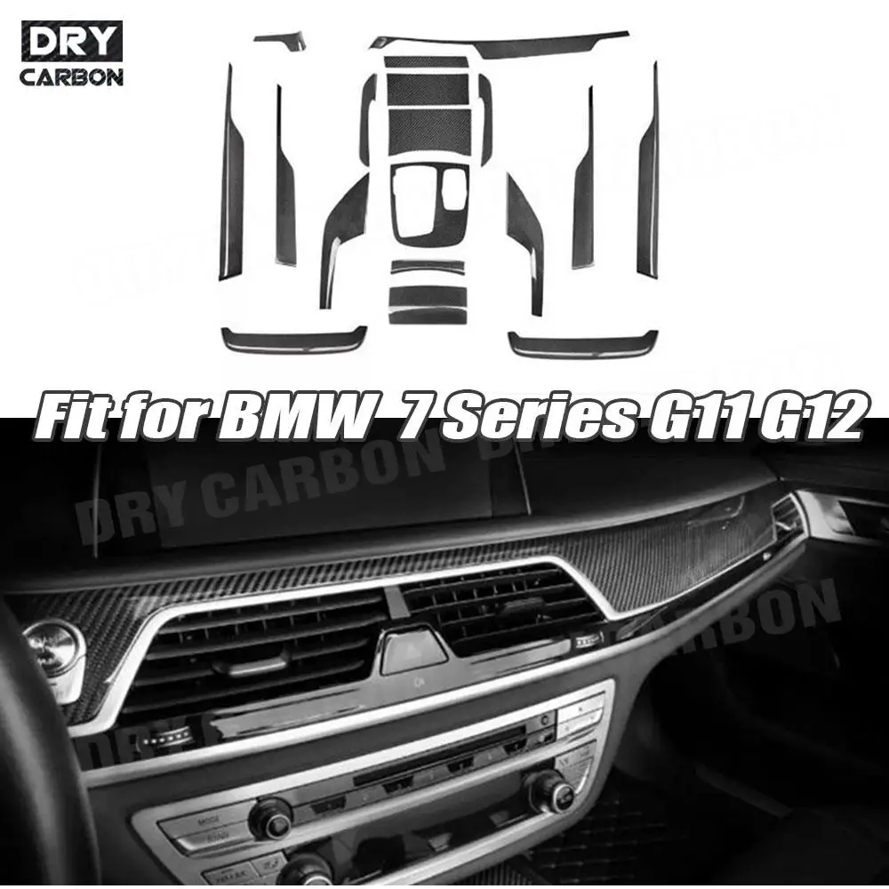Наклейки на приборную панель центральной консоли из углеродного волокна для BMW 7 серии G11 M760 2016 2017 2018 2019, аксессуары для интерьера Наклейки на приборную панель центральной консоли из углеродного волокна для BMW 7 серии G11 M760 2016 2017 2018 2019, аксессуары для интерьера