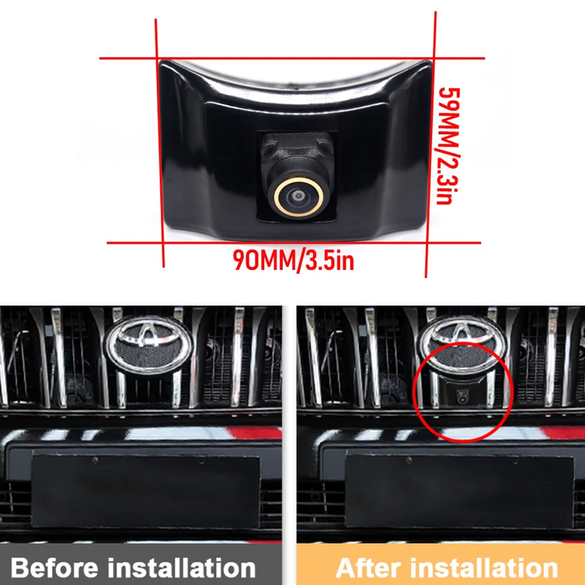 Золотые линзы CCD AHD 1080P фото логотипа автомобиля для Toyota Land Cruiser I20 Fj Prado 150 2008 ~ 2018