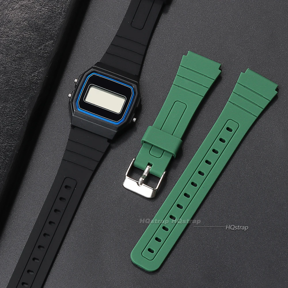 Фото Силиконовый ремешок 18 мм для Casio W800H, черный браслет для SGW400 F91W F84 F105/108/A158/168 AE1200/1300, мягкий спортивный ремешок для часов №4