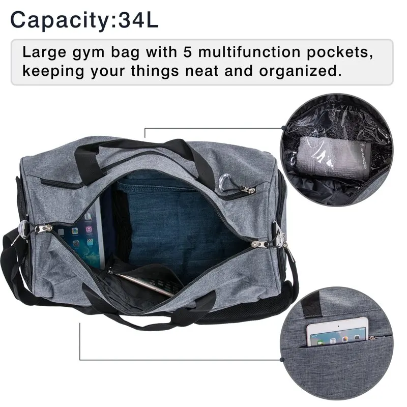 Sports Gym Bag with Shoes Compartment Travel Duffel Bag for Men and Women…