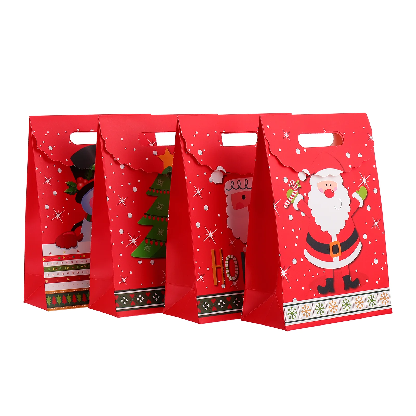 

1 Set 12 Pcs Christmas Printed Paper Bags Portable Candy Bags Gift Bags