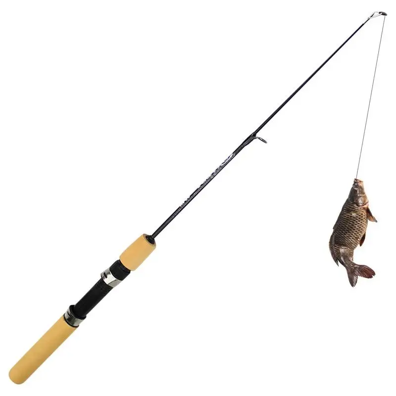 

Winter Fishing Rod Compact Winter Lure Shrimp Fishing Rod Wood Color Mini Ice Rod Fishing Reels Elastic Carbon Bait Anti Slip