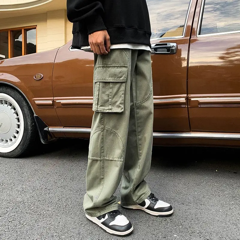 

High Street Chaopai Casual Multiple Pockets Hip-hop Cargo Pants Man Fashion Autumn Youth Trend All-match Male Trousers 2023