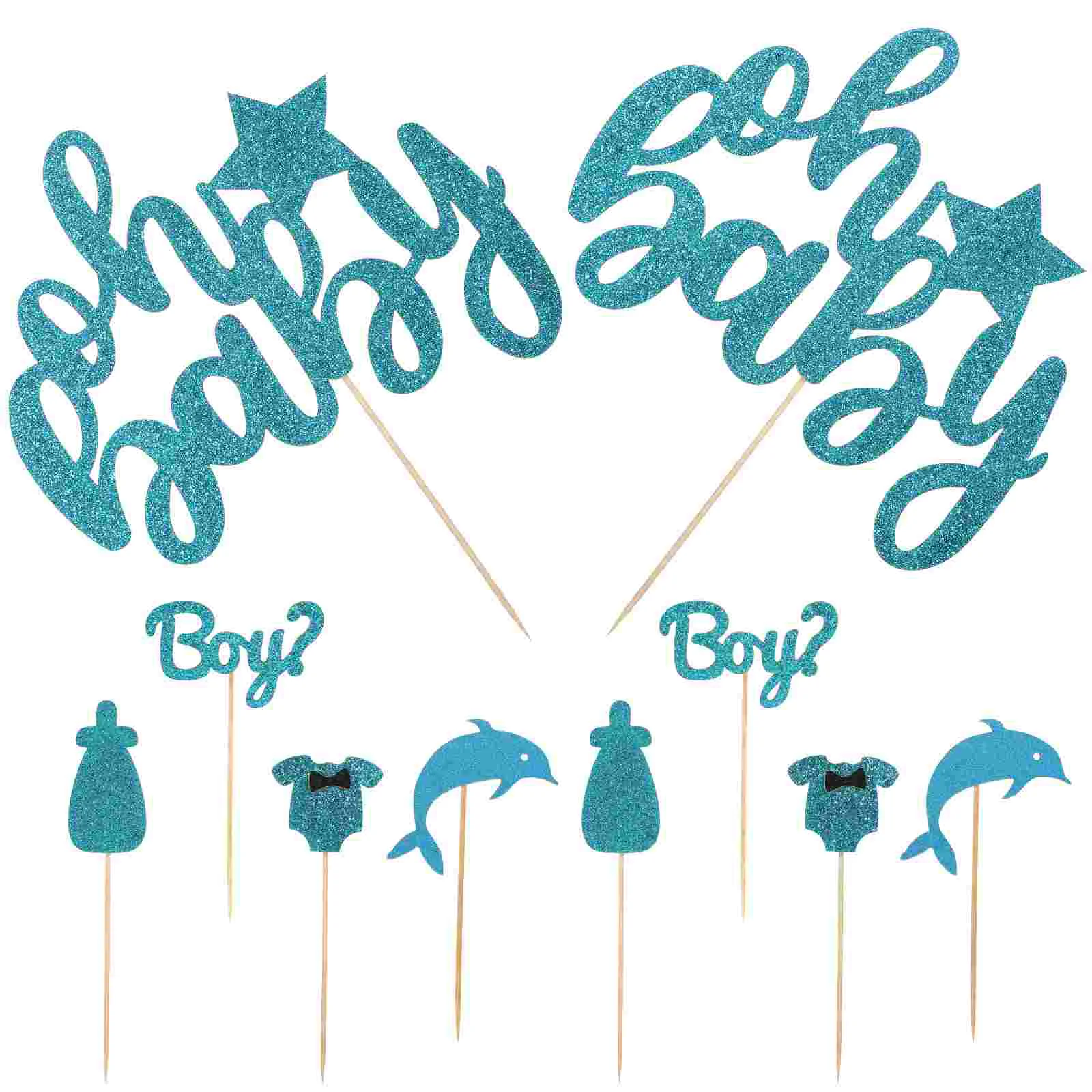 

Cake Boy Birthday Decor Baby Toppers Cupcake Shower Party Paper Inserts Supplies Decorations Bluepicks Insert Glitter Decoration