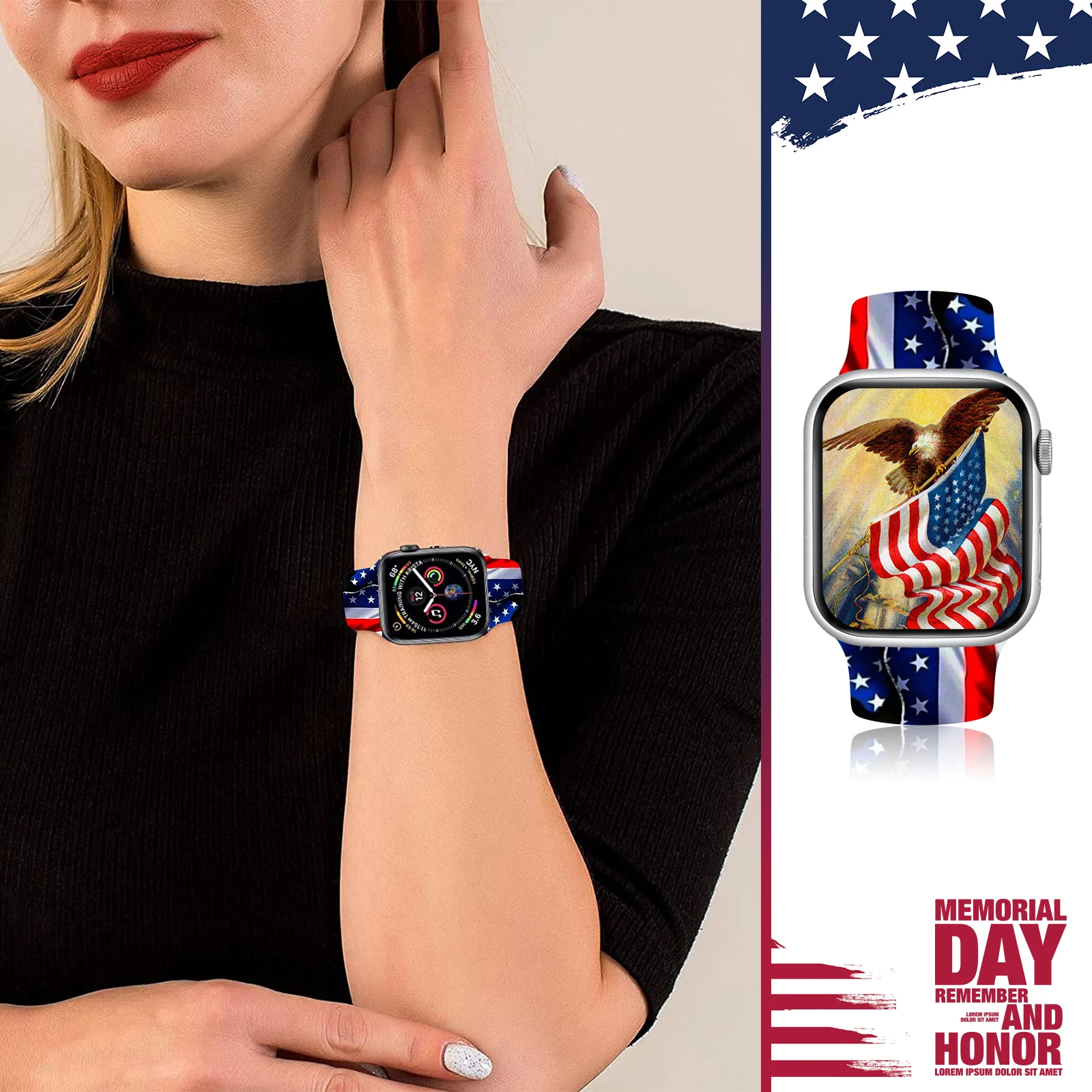 National Flag Silicone Strap for Apple Watch 8 7 6 SE 5 4 3 Band Soft Bracelet for iWatch 38mm 40mm 42mm 45mm Watchband