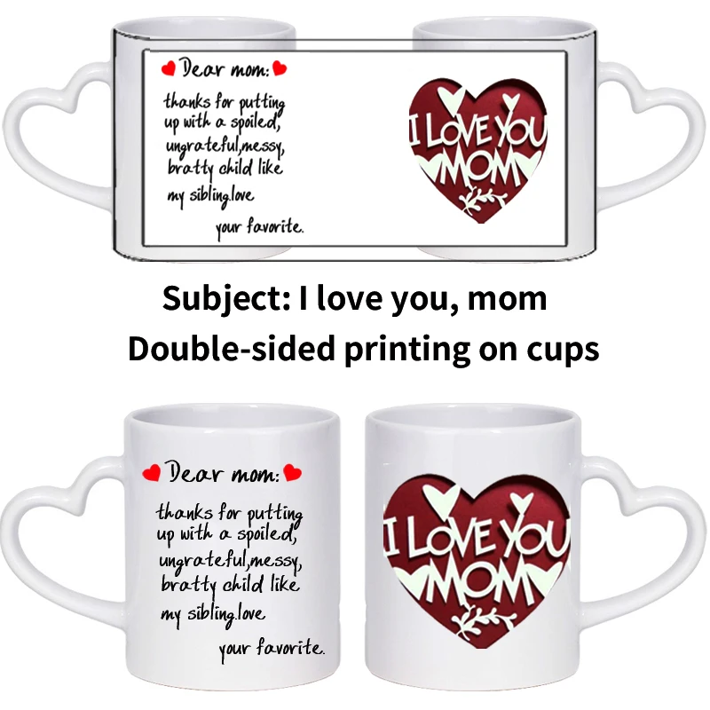 Керамическая кружка с ручкой в форме сердца круглая ручка 11 унций 350 мл печать