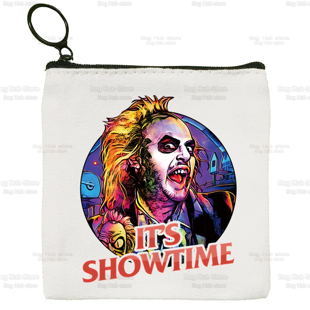 Beetlejuice Horror Movie Gift Canvas Coin Purse Custom Coin Cartoon Halloween Purse Key Case Simple Small Cloth Bag Coin Purse