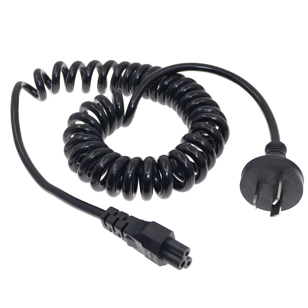 Australia Coiled Power Cord AU Chinese 3pin to IEC320 C5 Power Extension Cord Spring Retractable Cable for Purifier Projector 3m