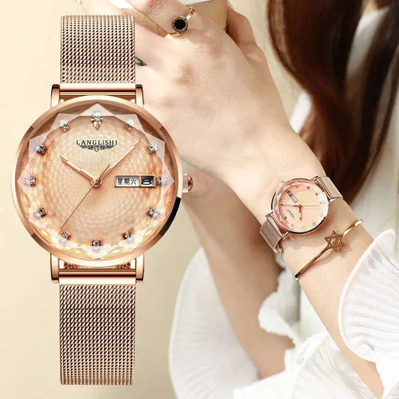 

Swiss Brand POEDAGAR Women Watch Stainless Steel Mesh Rose Gold Simple Waterproof Luminous Ladies Watches Luxury Quartz Elegant