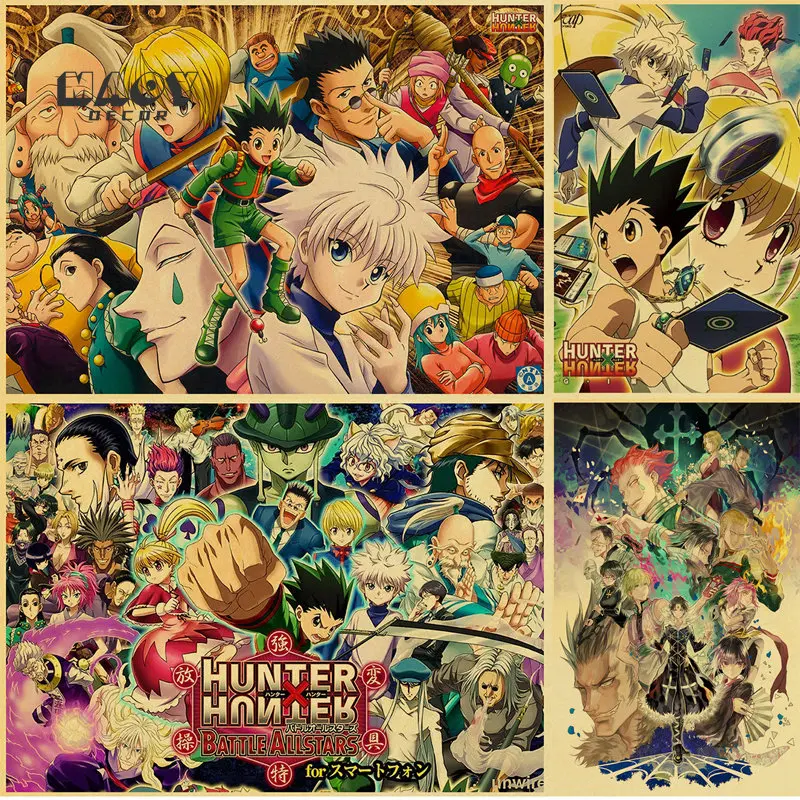 

Japanese Anime Classic Hunter X Poster Vintage Wall Art Cafe Home Room Decor Retro Kraft Paper Posters Aesthetic Prints Painting