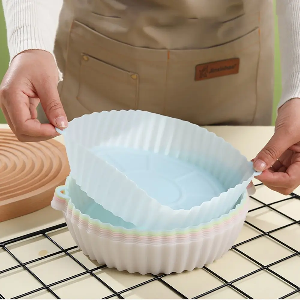 

New Food Grade Reusable Silicone Pad Heat Resistant Non-stick Steaming Basket Mat Air Fryer Tray Liner Baking Basket Accessories