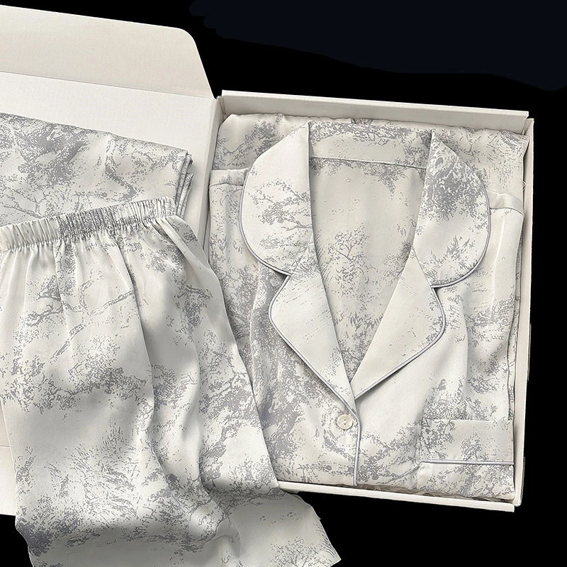 Женская пижама пижамный комплект с синим цветочным принтом одежда для сна брюки