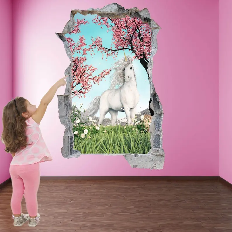

Unicorn Enchanted Forest Fantasy Wall Sticker Mural Decal Print Art Kids Girls Bedroom Decor A11