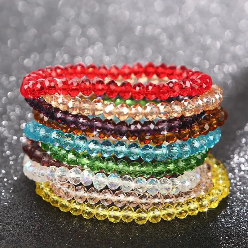 Браслет женский из искусственного австрийского хрусталя эластичный плетеный