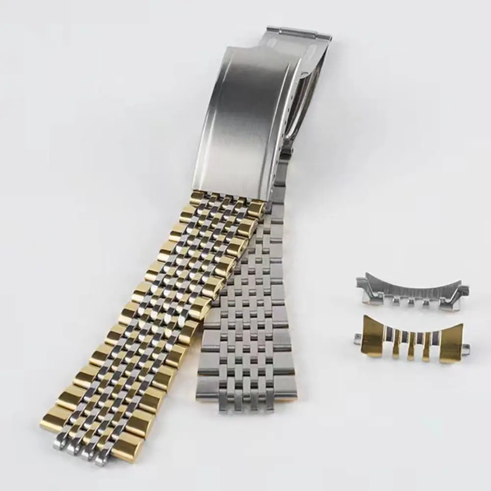 18mm 19mm 20mm Curved End Stainless Steel Silver Gold Watch Band Strap Bracelet Fit For Omega Watch