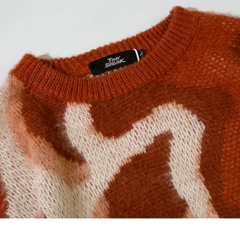 2023 New Men's Street Sweater Vintage Abstract Pattern Hip Hop Knitted Sweater Fashion Brand Pullover Casual Sweater Sweater