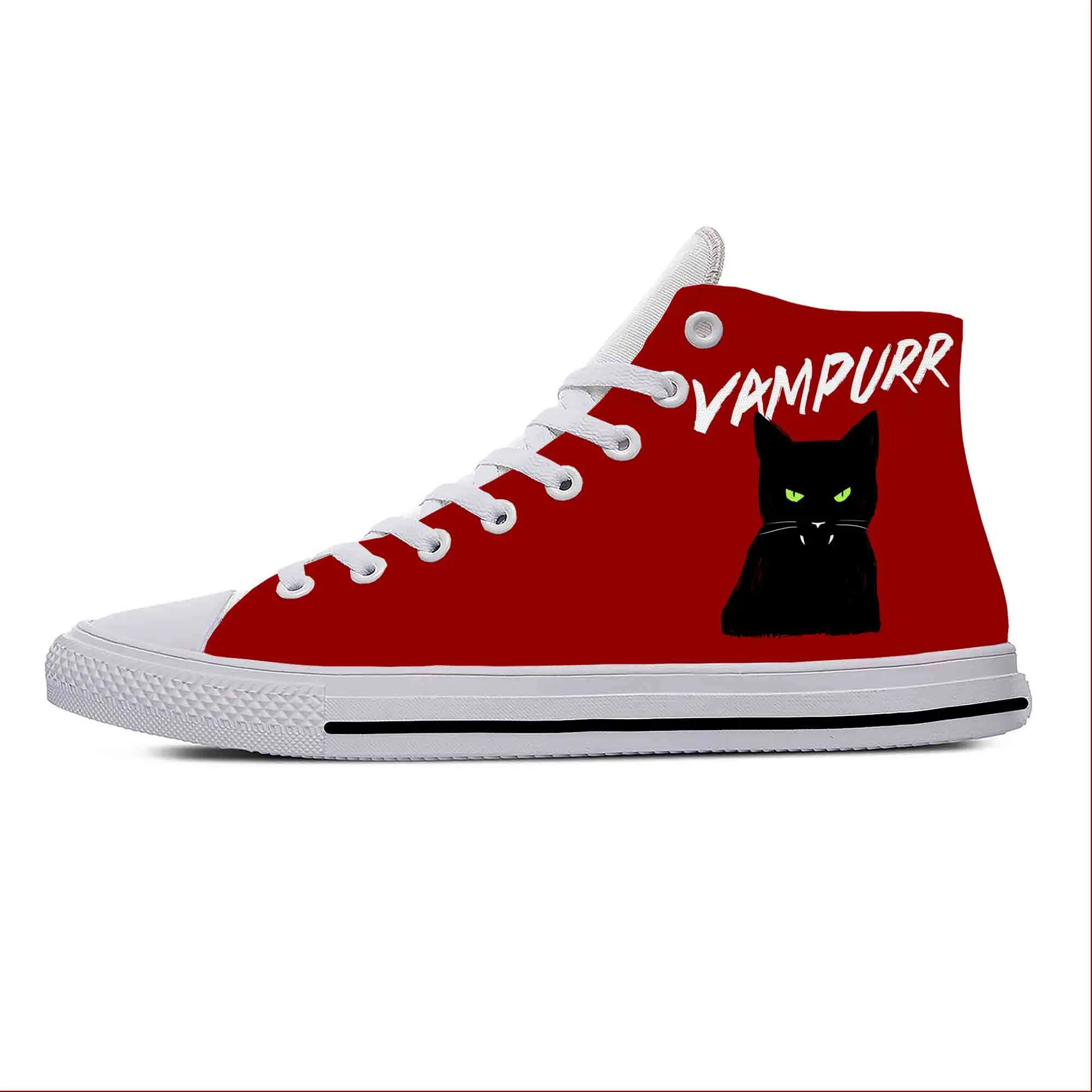 

Кроссовки Vampurr мужские/женские с высоким верхом, повседневная Тканевая обувь с мультяшным принтом кота вампира на Хэллоуин, Аниме Манга, легкие дышащие кеды с 3D принтом