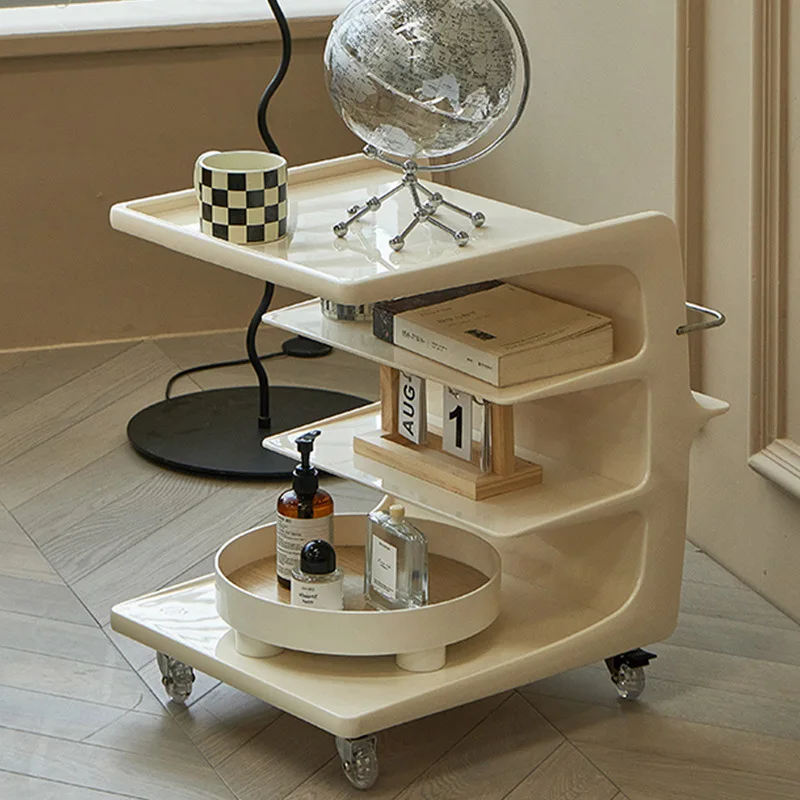 

Fashionable and Personalized Storage Sofa Side Table Acrylic Cart Movable Bedside Table Cream Style Medieval Small Coffee Table