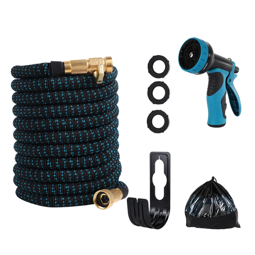 

Расширяемый садовый шланг, 50 футов, расширяющийся водяной шланг с 10 функциональными насадками, 4-слойный латекс, соединители 3/4 и 1/2 дюйма, легкие