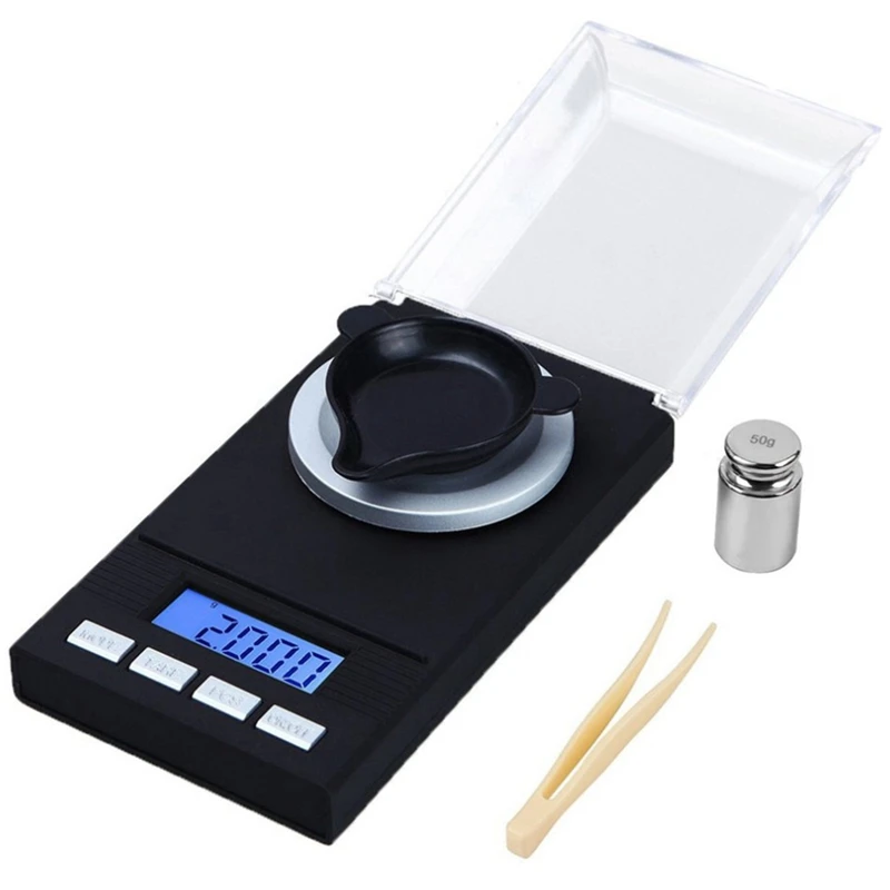 Precision Electronic Scale 50G/0.001G Digital Scale Pocket Scale With 50G Calibration Weight LCD Display