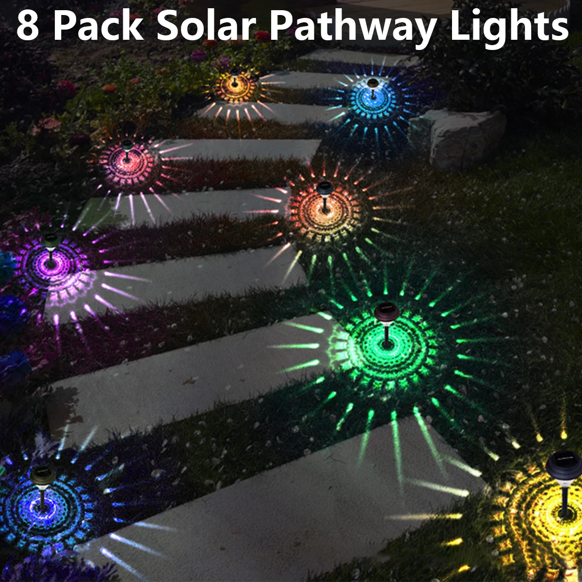 

8pcs Led Solar Pathway Lights Waterproof Outdoor Solar Lamp for Garden/Landscape/Yard/Patio/Driveway/Walkway Lighting LED Lights