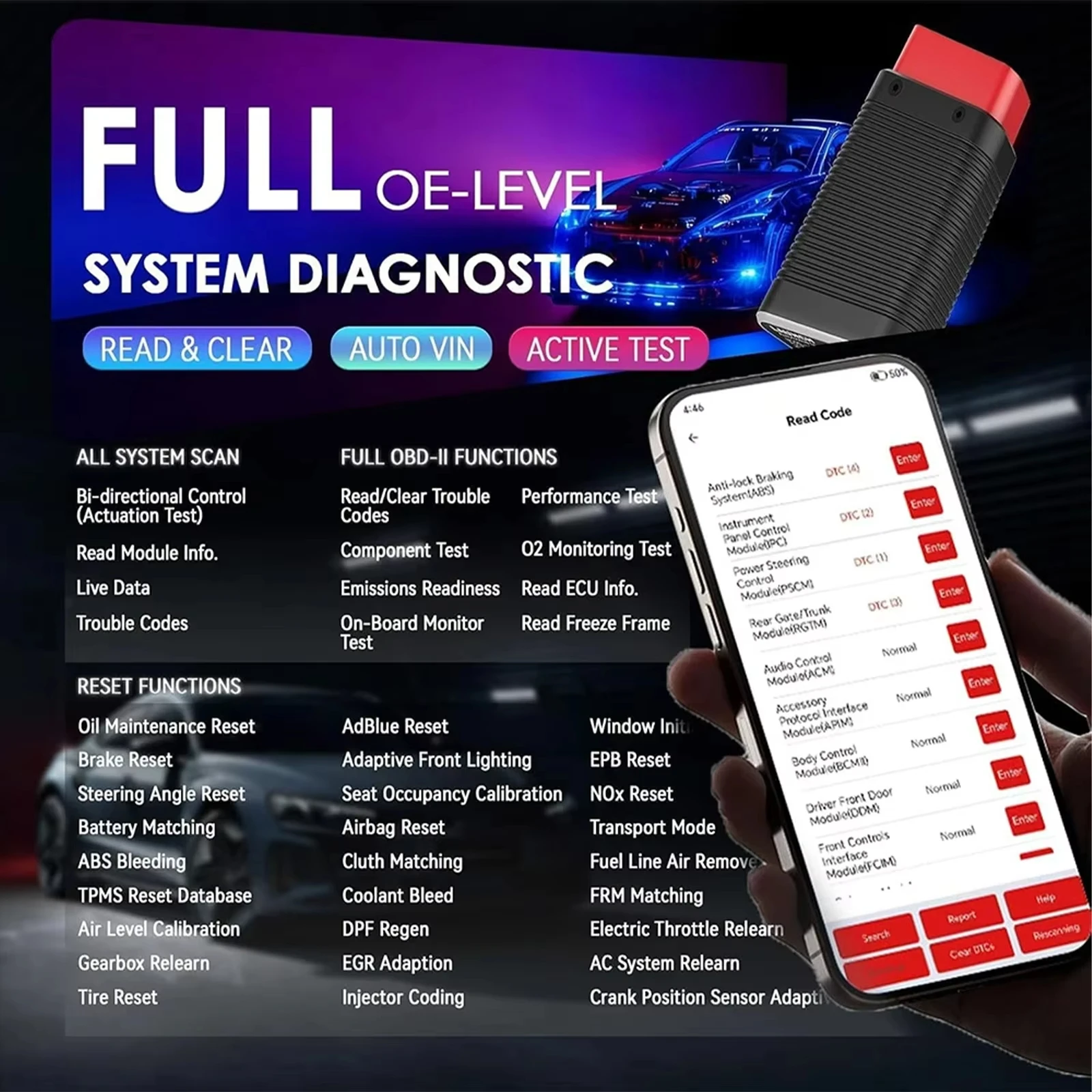 Диагностический сканер LAUNCH X431 AIOBD Bluetooth с полным набором функций OBD2, совместимый с Android и IOS, автомобильный сканер OBDII. (art.: 3920db9ba7f95) - 3920db9ba7f95