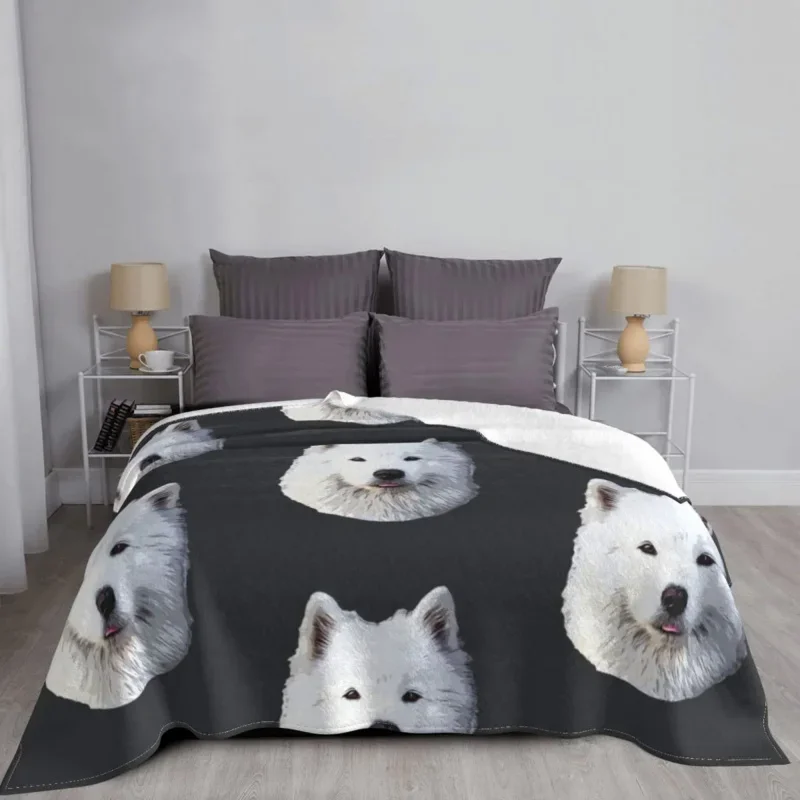 

Samoyed Stunning Dog Fleece Spring/Autumn Animal Breathable Soft Throw Blanket For Home Bedroom Rug Piece