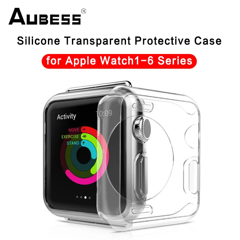 

Силиконовый чехол Aubess для Apple Watch Series 6/5/4/3/2/SE, защитная задняя крышка из ТПУ для IWatch 44 мм 40 мм 38 мм 42 мм, Новинка