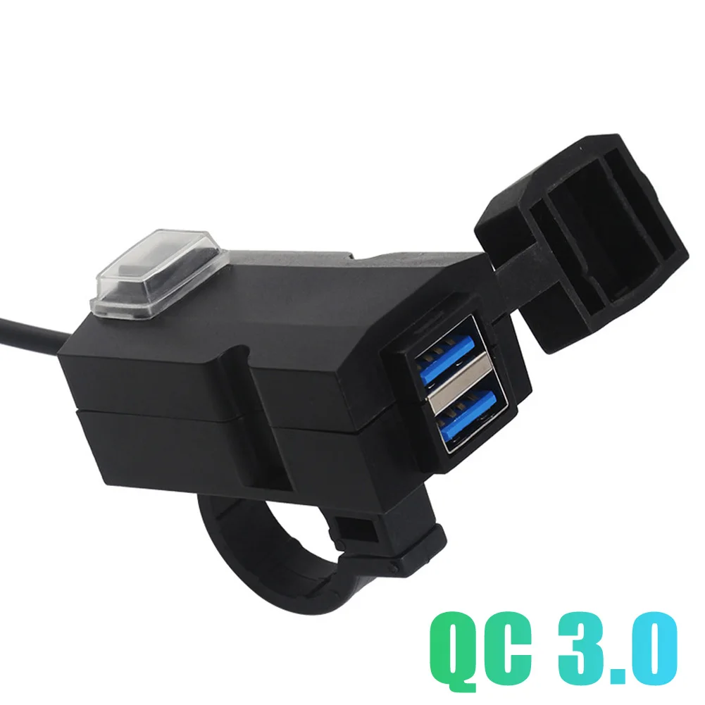 

12 В-24 В QC3.0/3.1A двойной Usb-порт, водонепроницаемое зарядное устройство на руль мотоцикла, адаптер питания, розетка для Iphone Samsung Huawei